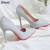 For Women 2023 Spring High Heel Pumps Sexy Foot Fetish Alternative Passion Sexy Red Bottom Pointed 10 CM Zapatos De
