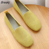 Summer Mesh Breathable Ballet Flats Women Square Toe Loafers Shallow Flats Driving Sneakers Knitted Boat Shoes