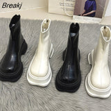 New Platform Women Ankle Boots High Quality Soft Leather Autumn Winter Ladies Thick Sole Casual Shoes Female Botas De