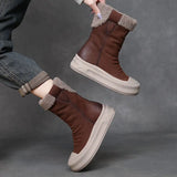 Breakj Cowhide Lamb Wool Snow Boots Winter New Maillard Warm And Velvet Boots Thick Bottom