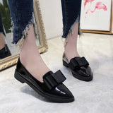 Breakj Korean Version Of The Bow Tip Casual Low Single Shoes Women's Flat Base Simple Socket Commuting Women's Leather