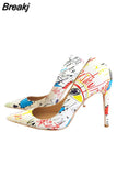 Graffiti Colorful Women Pumps Sexy Women High Heels Wedding Party Women Shoes Stilettos 12 cm QP026