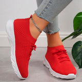 Knitting Women Sneakers Soft Sole Non Slip Running Walking Shoes Woman Lightweight Casual Red Sports Shoes for