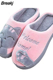 Women Winter Slippers Home Slippers Cartoon Cat Non-slip Warm Fur Indoors Bedroom Floor Plush Shoes slippers chaussures