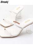 Slides Shoes Womens Slippers Outdoor Pantofle Heeled Mules Low Jelly 2023 High Thin Basic Rubber Crystal Sexy Rome