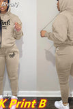 Two Piece Set Women Hooded Sweatsuits Fashion Pink Letter Leopard Print Tracksuit Casual Female Outfits Streetwear