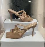 Breakj Summer New French High Heels French Sexy Heel High Heel Super Fire Fine Heel Cross With