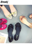 Fashion Daily Ladies Four Seasons Sandals Bow Knot Baotou Solid Color Flat Outer Casual