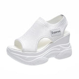 Women's SandalsSummer Wedge Heel Elastic Cloth Cover Foot Ladies Sandals Thick-soled Fashion Trifle Elevation Casual
