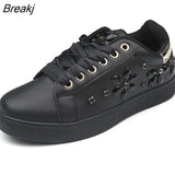 Sneakers Women Casual Shoes Flat Rhinestone Soft Women's Flats Brand Ladies Sneakers Shoes Big Size Pink Black