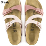 Women's Vintage Slippers Thick Bottom Retro Flat Sandals Buckle Strap Outside Summer Woman Shoes Ladies Slides Female