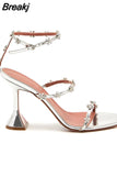 Flower Women's Sandals Narrow Band High-heeled Sandals For Ladies Luxury Brand Woman Shoe Runway Summer Women