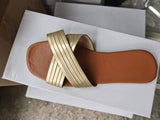 Breakj Spring / Summer 2023 New Metallic Cross Ladies Slippers Large Size Women's