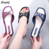 New Thick Heel Slippers Women Wear Middle Heels Casual Soft Bottom Fashion All-match Sandals and Slippers Summer