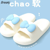 Women's Slippers Solid Color Cute Bow Thick Sole Comfortable Non-Slip Sandals Bathroom Indoor Couple Slippers New Summer