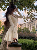 Sweater Dress Women Elegant Y2k Mini Dress Party Pure Color One Piece Dress Korean Fashion Casual Design 2023