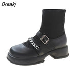 Boots for Women 2023 Autumn Big Size Women Boots Sock Shoes Platform Casual Shoes Ladies Metal Chain Stretch