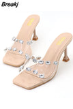 Slides Shoes Womens Slippers Outdoor Pantofle Heeled Mules Low Jelly 2023 High Thin Basic Rubber Crystal Sexy Rome