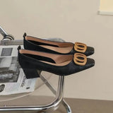 Square-Headed High Heels For Women In Spring And Autumn 2024 New Professional Work Shoes Temperament Fairy Style Single Women's Thick