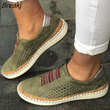 New Fashion Women Slip on Sneakers Vulcanized Shoes Breathable Hollow Out Casual Outdoor Comfortable Plus Size