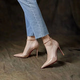 Sexy Black Sandals for Women Closed Ladies Shoes Super-high Heel Summer 2023 Pointed Toe Stripper Vip Trend Luxury
