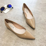 Women Pointed Toe Patent Leather Yellow Wine Red Lady Fashion Flats Candy Color Flat Sole Flat Heel Shoes Large Size 43