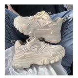 Women Sneakers Black White Versatile Sports Shoes Lace Up High Height Breathable Shoes for Women Casual Tennis