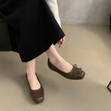 Head Shallow Mouth Single Shoes 2024 Spring And Autumn New French Evening Wind Temperament Gentle Fairy Flat-Soled Grandma