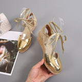 Women Wedges Sandals Ankle Strap Woman Espadrilles Narrow Band Closed Toe Female Summer Shoes Ladies Platform Sandal New