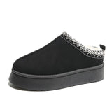 Winter Retro Women Snow Warm Suede Leather Lazy Loafers Boots Shoes Woman Lady Female Flat