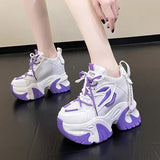 Pink Chunky Platform Sneakers for Women Spring Autumn Fashion Thick Botom Dad Shoes Woman Hidden Heels Sports