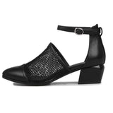 2023 Brand New size 34-40 Genuine Leather Black Women Shoes Woman Sandals Nature Cow Leather Black Party