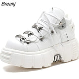 Ankle Boots Shoes for Women's Chunky Chelsea Goth Boots Punk Style Sneakers Metal Decoration Motorcycle Botas New