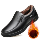 Winter Leather Casual Shoes for Men Loafers Luxury Brand Comfortable Warm Plush Moccasins Men's Dress Shoes Plus Size