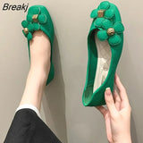 Shoes Women's 2023 New All-match Shallow Mouth Flat Shoes Retro Square Toe Shoes Non-slip Soft Bottom Shoes Flower