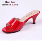 Summer New High Heels Size 43 Stiletto Mid-heel Slippers ladies Summer Fashion low-heel Sandals Peep Toe Sexy Women