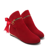 Ankle Boots Winter Shoes For Women Flat Heel Zipper Boots-Women Round Toe Low 2024 Rubber Over-the-Knee Ladies Autumn PU