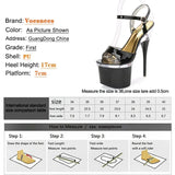 Tube Dancing Shoes Women 2023 Summer High Heel Peep Toe Sandals Heel 15-18cm Thick Bottom Model Shoes Black Big Size