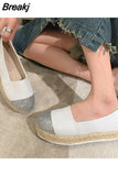 Women Flats Shoes Low Top Spring And Autumn Canvas Shoes Casual Straw Shoes High Quality Fashion Flats Loafers Single