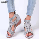 New Summer Women Fashion Sandlas Outdoor Sports Wedge Fish Mouth Opened Toe Height Increase Comfortable Light