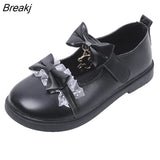 Lolita Bow Bear Mary Jane Shoes Ladies Cute Kawaii Platform Flat Shoes Women Fashion Designer Buckle Strap Leather