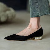 Women's Summer Footwear Pearl Pointed Toe Shoes for Woman 2023 White Moccasins Low Heel Elegant on Offer E Fashion Korean