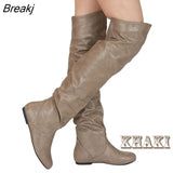 Boots Womens Square Block Heel Platform Side Zipper Autumn Winter Thigh Boots 15CM High Heels