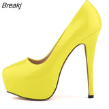 Women High Heels Pumps 14cm Round Toe Stilettos Talon Femme Sexy Ladies Red Wedding Shoes Black Platform