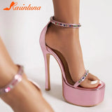 Super Thin Heels Woman Sandals 2023 Summer Cover Heel Sexy Party Wedding Shoes Fashion Comfy Women Pump Sandals