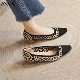 Toe Flying Woven Shoes Women's 2023 Spring Autumn New Women's Comfortable Thick High Heels Leopard Print Pumps 34-40
