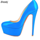 Women Pumps Extremely High Heels Shoes14cm Sexy Patent Leather Woman Wedding Party Shoes Stiletto Red