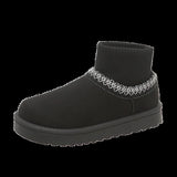 Breakj Knitting Warm Snow Boots Women 2025 New Autumn Boots Plus Velvet Thick Haired Shoes Cotton