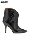 Gold Fashion Ladies Boots Spring Autumn Fall Footwear Pinted Toe Ankle Boots For Women Leopard Print Hihg Heels