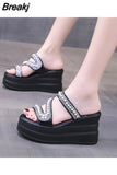 White Slippers Wedge Heels Women Sandals Platform Wedges Shoes Ladies Summer Sandals Beach Sandals High Platform
